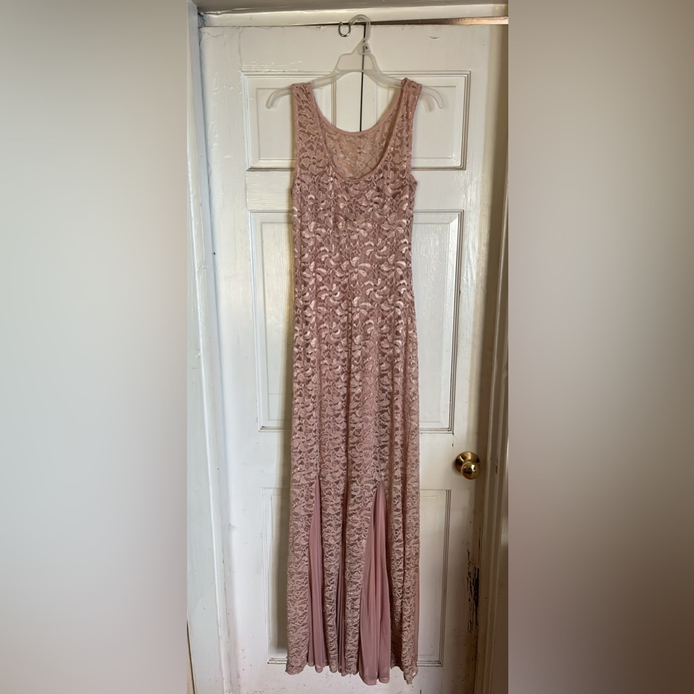 Dusty pink formal gown with sparkles